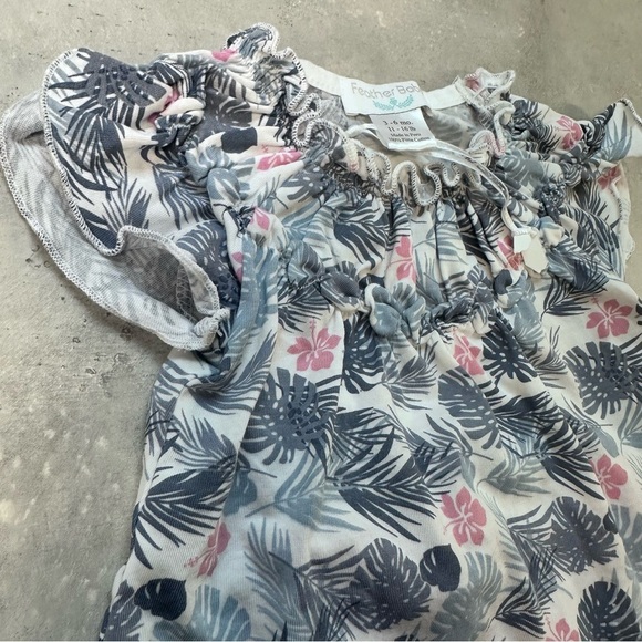 Feather Baby 3-6 Months Dress Pima Cotton‎ Floral Palms Print Top & Diaper Cover - Picture 4 of 7